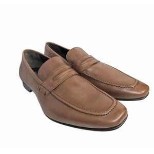 Giorgio Brutini Brown leather penny loafer snip toe dress shoes mens 11.5